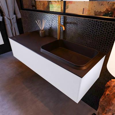 Badkamermeubelset Mondiaz Erin 120 cm met 1 Lade met RIDGE Wastafel Rechts Urban met 1 kraangat Greeploos Mat Cale