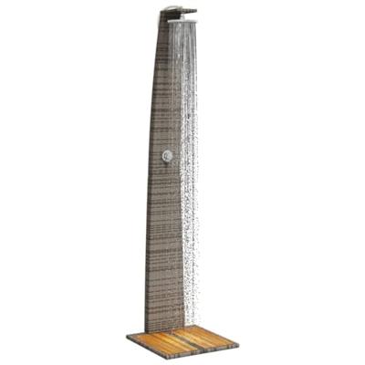 Buitendouche 55x60x224 cm poly rattan en acaciahout grijs - thumbnail