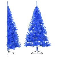 VidaXL Kunstkerstboom met standaard half 180 cm pvc blauw - thumbnail