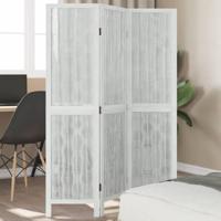 Kamerscherm met 3 panelen massief paulowniahout wit - thumbnail