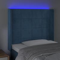 Hoofdbord LED 83x16x118/128 cm fluweel donkerblauw - thumbnail