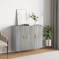 Dressoir 90x34x80 cm bewerkt hout grijs sonoma eikenkleurig - thumbnail