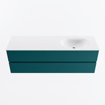 MONDIAZ VICA 150cm badmeubel onderkast Smag 2 lades. Wastafel MOON rechts zonder kraangat, kleur Talc.