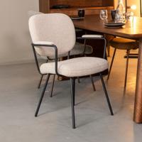 LABEL51 Eetkamerstoel 'Lausanne' Bouclé, kleur Naturel/Zwart - thumbnail