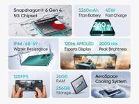 realme P3 Smartphone 5G, 8 + 256 GB, batterij 5260 mAh, 45 W opladen, Snapdragon 6 Gen 4 chipset, AI 50MP camera, e-Sport Pro display 2000 nits 120 Hz, IP69, grijs (zonder adapter) - thumbnail