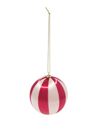 HEMA Kerstbal 6.9cm satijn strepen rood (multi)