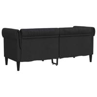 Tweezitsbank Chesterfield-stijl stof zwart - thumbnail