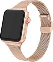 Milanese slim fit bandje - Champagne goud - Geschikt voor Apple Watch 44mm / 45mm / 46mm / 49mm - thumbnail