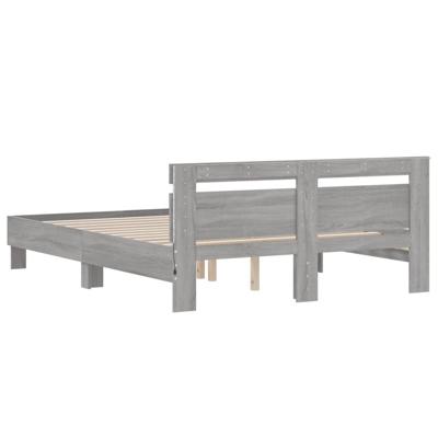 Bedframe met hoofdeinde en LED-licht grijs sonoma 180x200 cm
