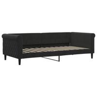 Slaapbank met onderschuifbed en lades 90x200 cm fluweel zwart - thumbnail