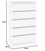 Ladekast 60x36x103 cm bewerkt hout wit - thumbnail