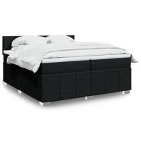 Boxspring met matras stof zwart 200x200 cm - thumbnail