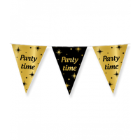 Classy Vlaggenlijn Party Time Zwart/Goud (10m) - thumbnail