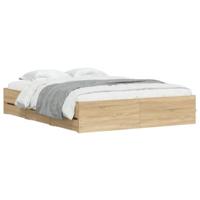 Bedframe met lades bewerkt hout sonoma eikenkleurig 150x200 cm - thumbnail
