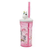 Beker met Rietje Stor Unicorn Rainbow Roze (360 ml) - thumbnail