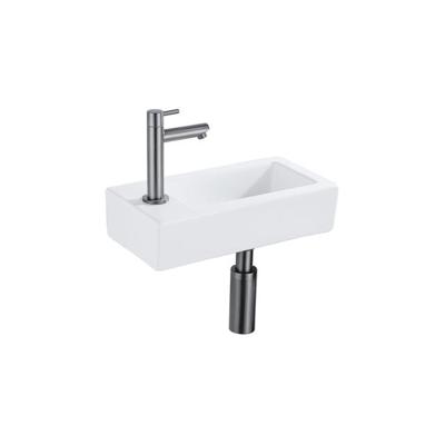 Fortifura Fuente fonteinset - 36x18.5x9cm - 1 kraangat - solid surface - fonteinkraan gunmetal - mat wit SW696239/SW705498/SW767295 Fortifura Fuente fonteinset - 36x18.5x9cm - 1 kraangat - solid surface - fonteinkraan gunmetal - mat wit SW696239/SW705498/SW767295