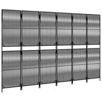 Kamerscherm 6 panelen poly rattan zwart - thumbnail