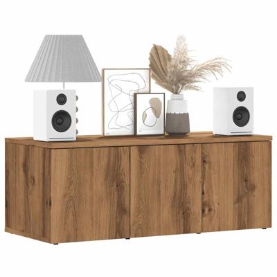 Tv-meubel 80x34x30 cm bewerkt hout artisanaal eikenkleur Tv-meubel 80x34x30 cm bewerkt hout artisanaal eikenkleur