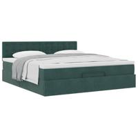 Ottoman bed met matras 180x200 cm fluweel donkergroen - thumbnail