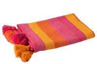 J-Line Plaid Strepen+Kwastjes Katoen Mix - thumbnail