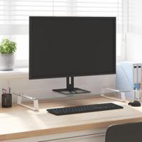 VidaXL Monitorstandaard 80x35x8 cm gehard glas en metaal wit - thumbnail