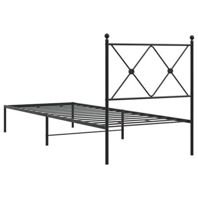 Bedframe met hoofdbord metaal zwart 80x200 cm