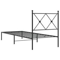 Bedframe met hoofdbord metaal zwart 80x200 cm - thumbnail