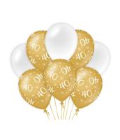 Ballonnen 40 Jaar Goud/Wit (8st) - thumbnail