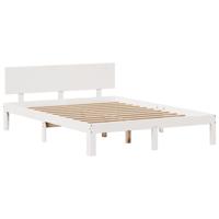 Bed met boekenkast zonder matras grenenhout wit 140x190 cm - thumbnail
