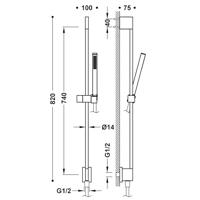 Glijstangset Tres 76 cm met Waterinlaat Staal Tres - thumbnail