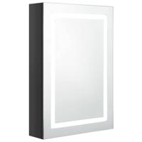 Badkamerkast met spiegel LED 50x13x70 cm glanzend zwart - thumbnail
