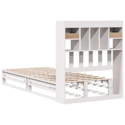 Bed met boekenkast zonder matras grenenhout wit 90x190 cm