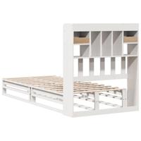 Bed met boekenkast zonder matras grenenhout wit 90x190 cm - thumbnail