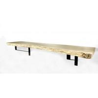 Eiken wandplank massief boomstam 60 x 30 cm inclusief plankdragers - thumbnail