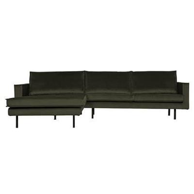 WOOOD Loungebank 'Rodeo' Links, Velvet, kleur Dark Green