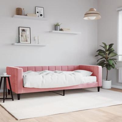 Slaapbank met matras 80x200 cm fluweel roze