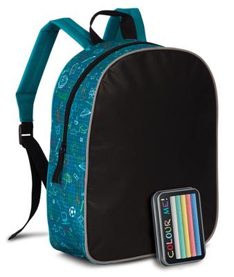 Fabrizio rugzak Colour Me 30 x 23 x 10 cm zwart/blauw Fabrizio rugzak Colour Me 30 x 23 x 10 cm zwart/blauw