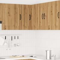 Keukenwandhoekkast Kalmar bewerkt hout artisanaal eikenkleur - thumbnail