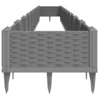 VidaXL Plantenbak met pinnen 362,5x42,5x28,5 cm polypropeen lichtgrijs - thumbnail