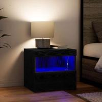 Nachtkastje 2 pcs Zwart eiken 50 x 40 x 45 cm Bewerkt hout - thumbnail