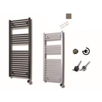 Elektrische Design Radiator Sanicare Plug En Play 111,8 x 45 cm Inox Look Thermostaat Zwart 596 Watt Sanicare - thumbnail