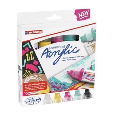Acrylmarker edding e-5400 3D double liner medium basis assorti 5 stuks
