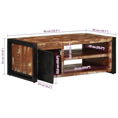 Salontafel 90x50x36 cm massief gerecycled hout meerkleurig