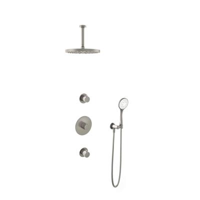 Hotbath Buddy - Inbouw Regendoucheset - 2 Stopkranen - Thermostatisch - Plafondbuis 15 cm - Hoofddouche 300 mm - Ronde Handdouche 3 Standen - Waterbesparend - V02