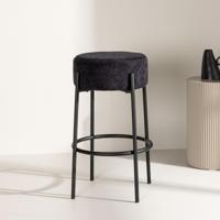 Nohr Barkruk 'Maryann' Bouclé, kleur Zwart (zithoogte 70cm) - thumbnail