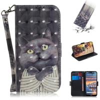 3D gekleurde tekening knuffel Cat patroon horizontale Flip lederen case voor Nokia 4 2 met houder & card slots & portemonnee - thumbnail