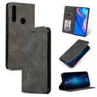 Retro huid voelen Business magnetische horizontale Flip lederen draagtas voor Huawei P Smart Z (donkergrijs) - thumbnail