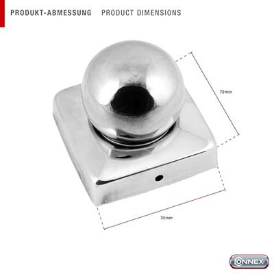 Connex Paalkapje 70X70Mm Met Kogel A2 - HV4322 Connex Paalkapje 70X70Mm Met Kogel A2 - HV4322