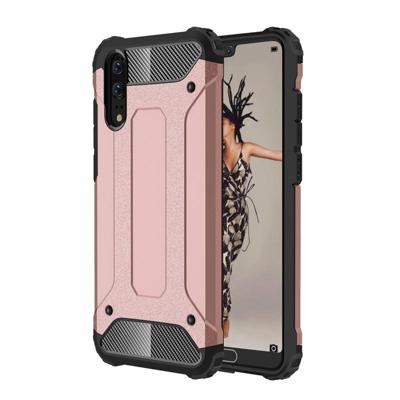 Voor Huawei P20 Cover Full-body ruige TPU + PC combinatie back cover (Rose goud)