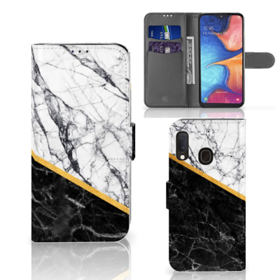 Samsung Galaxy A20e | Bookcase | Marmer Wit Zwart - Origineel Cadeau Man